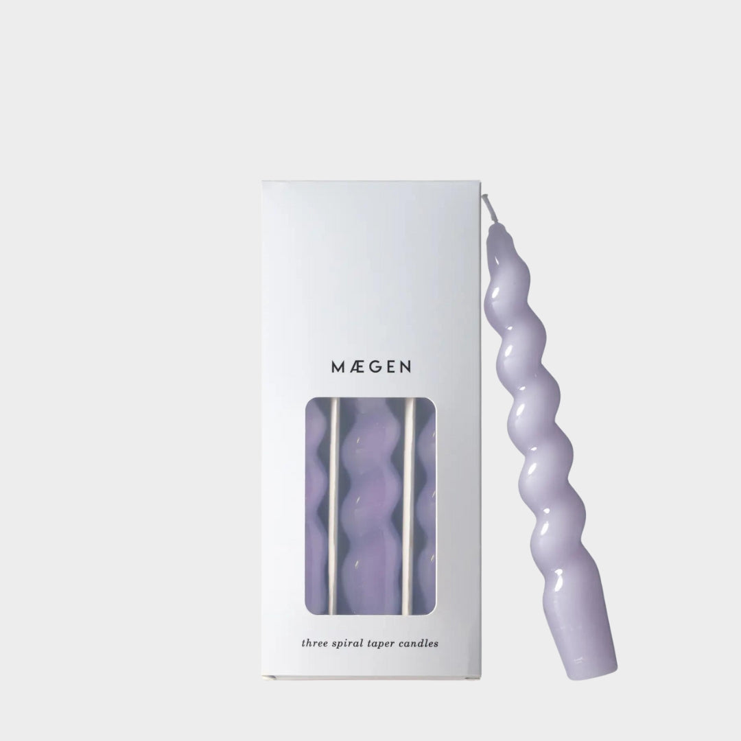 Spiral Taper Candles in Lilac by Maegen